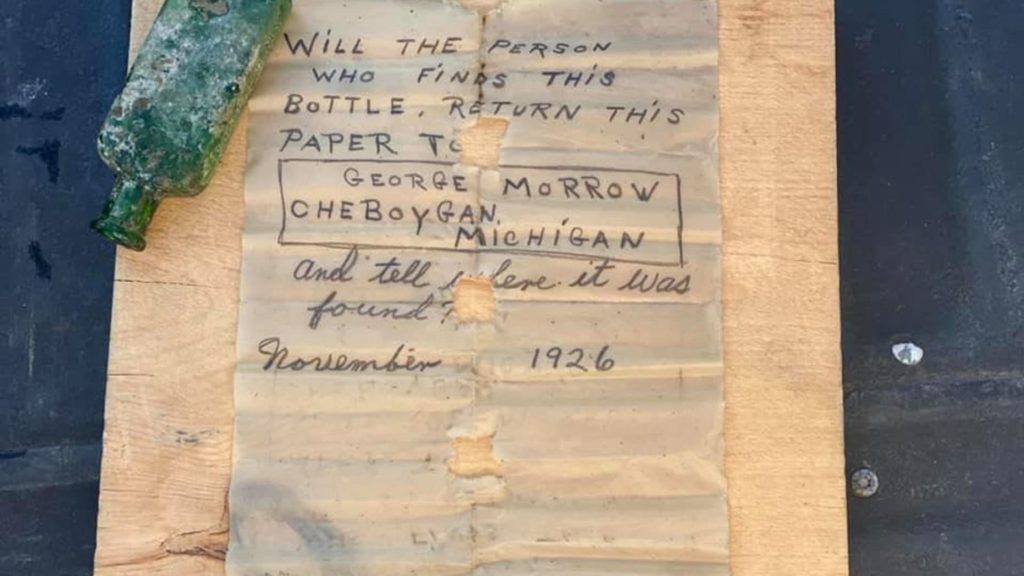 Michigan boat captain finds 95-year-old message in a bottle: ‘We were all in shock’