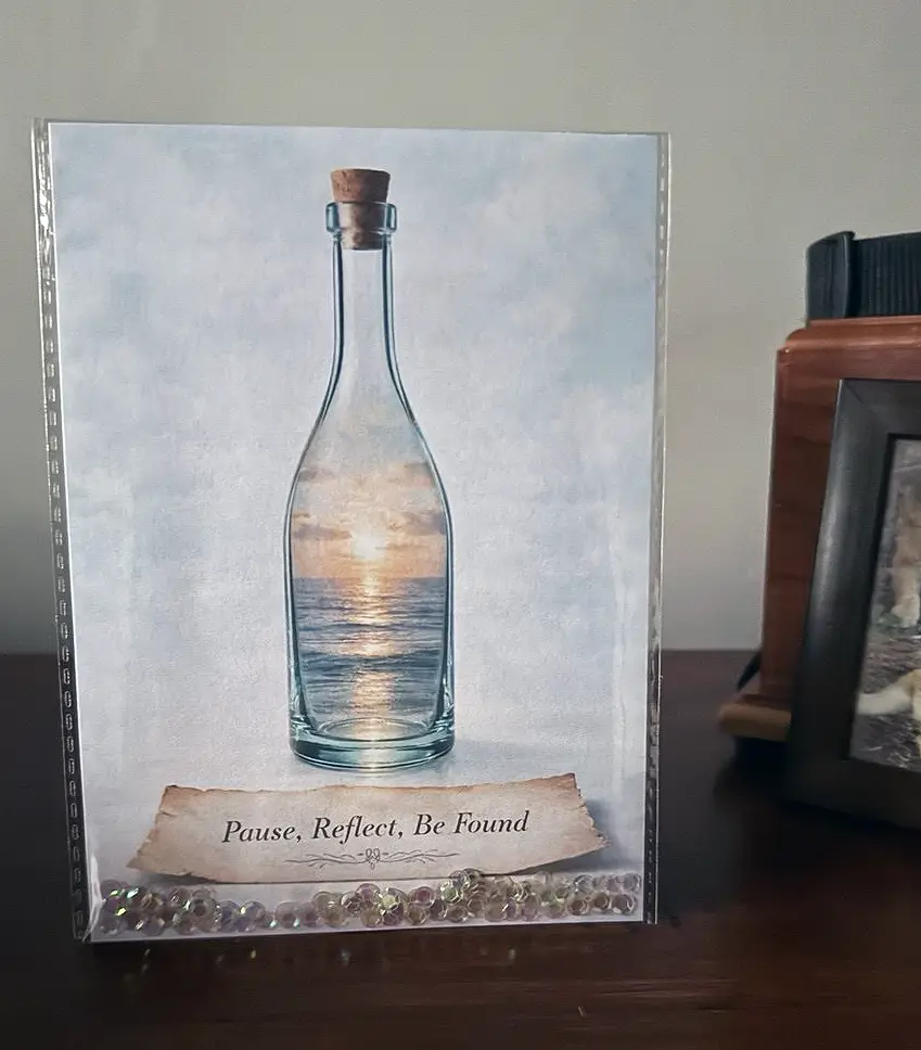 Found displayed on a desk