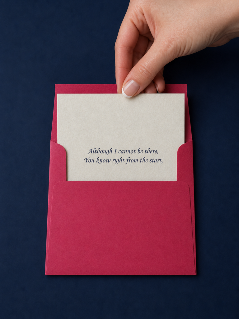 Woman removing a personalized message from the hidden red envelope